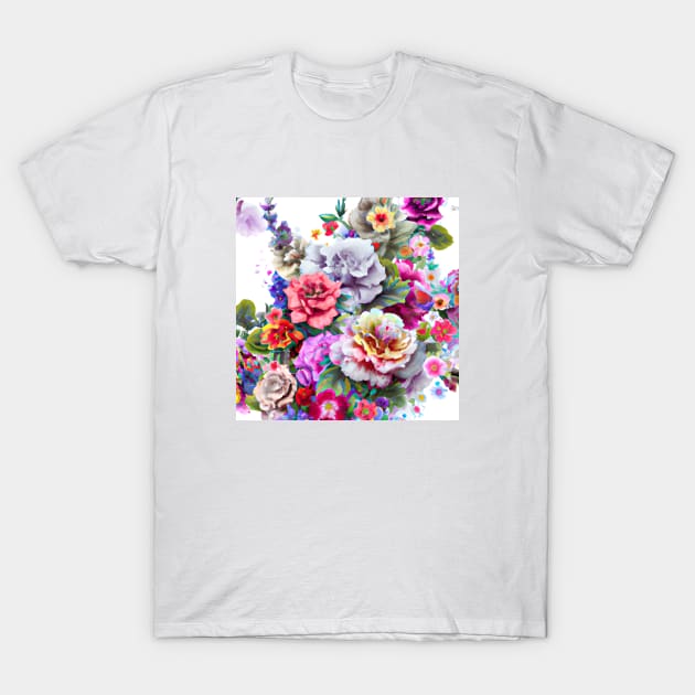 Watercolor Flowers Painting T-Shirt by AnnieDreams